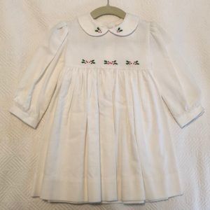 Corduroy Christmas dress with embroidery, size 18m